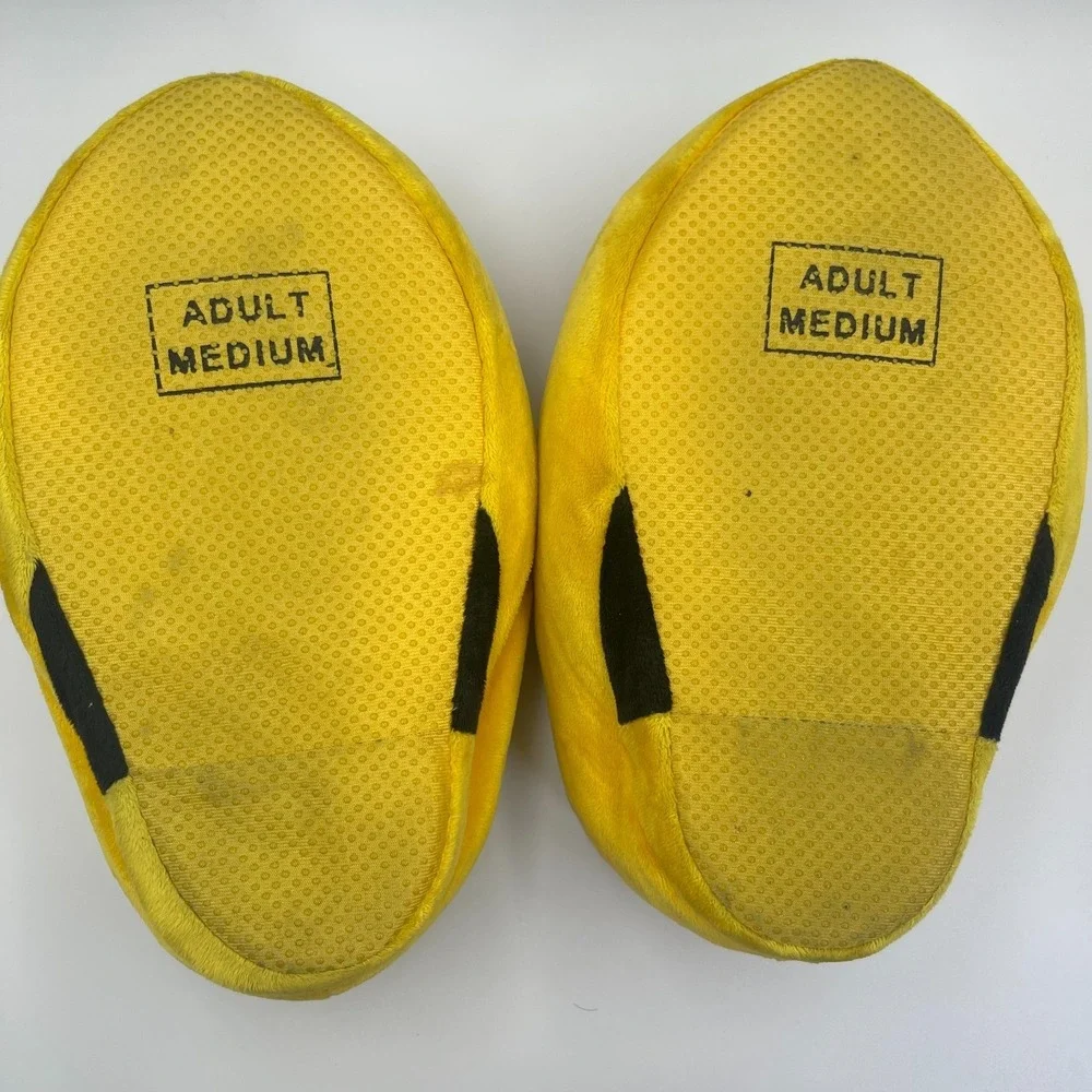 Disney Minnie Mouse Plush Slippers Medium Yellow Faux Fur Slip On Shoes